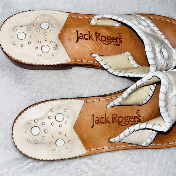 Jack Rogers Whipstitch Flat Leather Sandals - Picture 3 of 7
